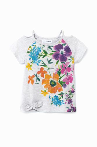 Camiseta estampado floral con aberturas - - 3/4 - Desigual - Modalova