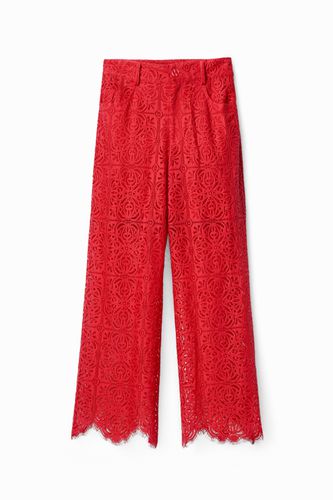 Sheer lace trousers - RED - S - Desigual - Modalova