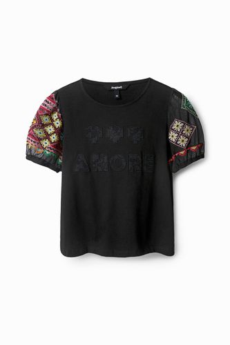 Camiseta manga bordada - BLACK - XS - Desigual - Modalova