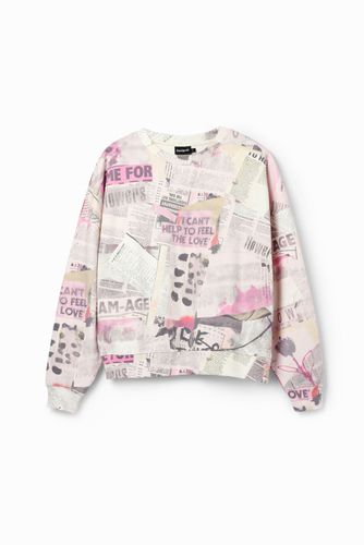 Sudadera oversize periódico - S - Desigual - Modalova