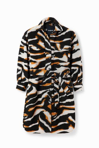 Long zebra overshirt coat - - L - Desigual - Modalova
