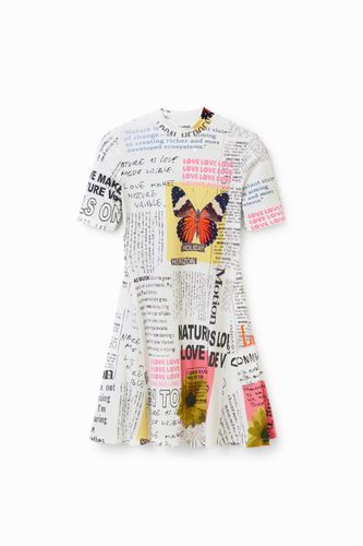 Short newspaper skater dress - XL - Desigual - Modalova