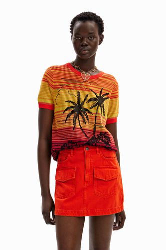 Knit palm tree T-shirt - ORANGE - S - Desigual - Modalova
