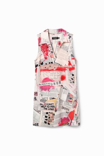 Newspaper polo dress - WHITE - L - Desigual - Modalova