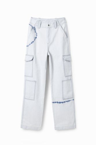 Tie-dye cargo jeans - WHITE - 38 - Desigual - Modalova