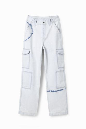 Tie-dye cargo jeans - WHITE - 42 - Desigual - Modalova