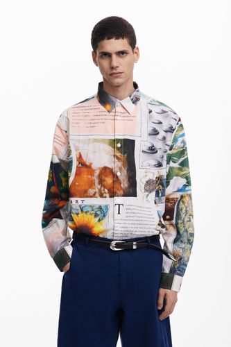 Long sleeve news print shirt - M - Desigual - Modalova