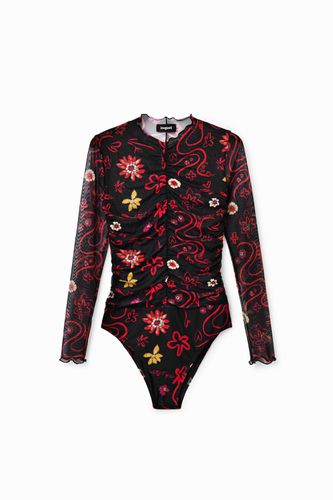 Body tul fruncido flores - - XL - Desigual - Modalova