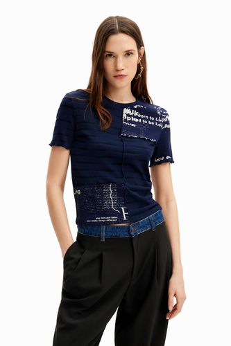 Camiseta patch rayas periódico - - XL - Desigual - Modalova