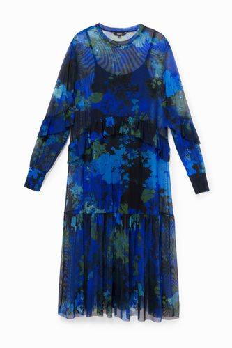 Vestido midi de gasa con camuflaje floral - L - Desigual - Modalova