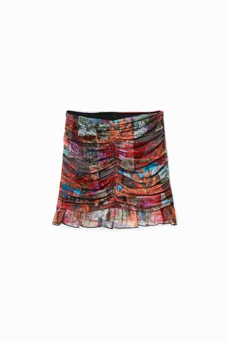 Minifalda drapeada patch floral - - S - Desigual - Modalova