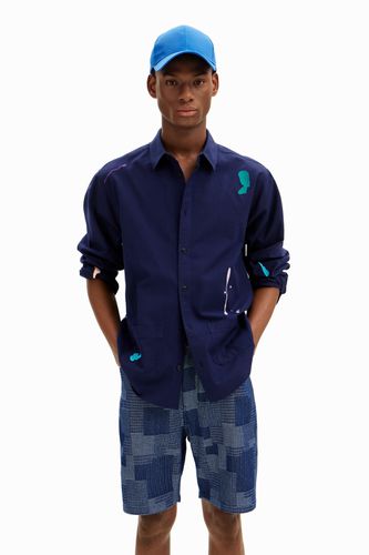 Linen patches shirt - BLUE - XL - Desigual - Modalova