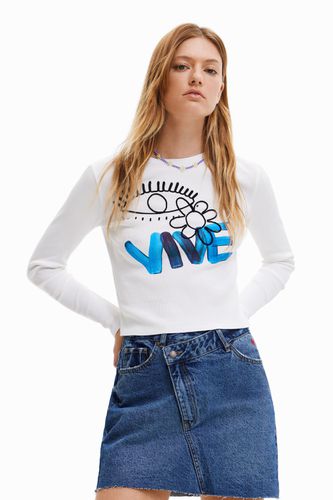 Camiseta Vive cropped - WHITE - L - Desigual - Modalova