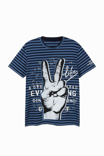 Striped T-shirt with illustration and messages - - L - Desigual - Modalova