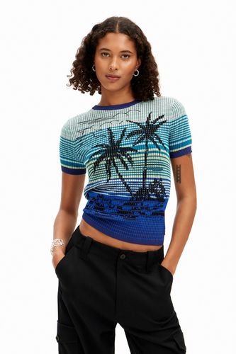 Knit palm tree T-shirt - BLUE - M - Desigual - Modalova