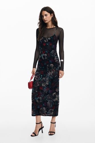 Mesh combined dress - BLACK - M - Desigual - Modalova