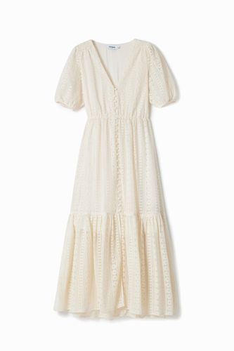 Long embroidered dress - WHITE - L - Desigual - Modalova