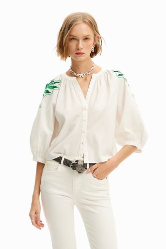 V-neck embroidered blouse - - L - Desigual - Modalova