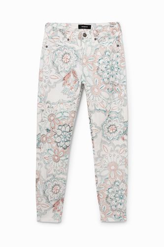 Skinny floral trousers - WHITE - 34 - Desigual - Modalova