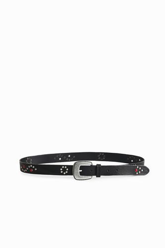 Studded leather belt - BLACK - 85 - Desigual - Modalova