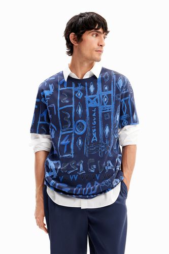 Arty motif T-shirt - BLUE - XXL - Desigual - Modalova