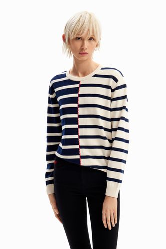 Zigzag stripe pullover - WHITE - L - Desigual - Modalova