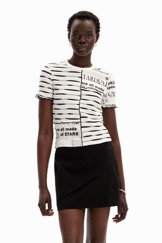 Striped patchwork newspaper T-shirt - - XXL - Desigual - Modalova