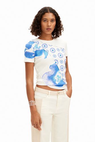 Camiseta patch flores - BLUE - XL - Desigual - Modalova