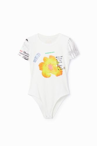 Ribbed print bodysuit - WHITE - M - Desigual - Modalova