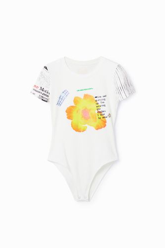 Ribbed print bodysuit - WHITE - XL - Desigual - Modalova