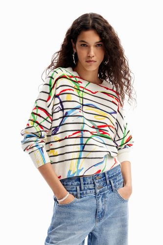 Short striped arty pullover - - L - Desigual - Modalova
