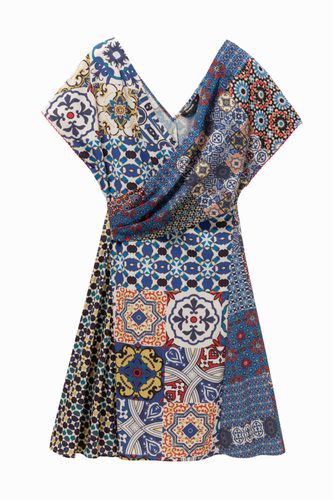 Mosaic wrap dress Saya - BLUE - 44 - Desigual - Modalova