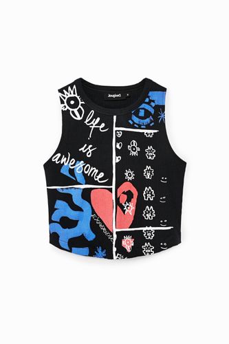 Camiseta crop corazón - BLACK - L - Desigual - Modalova