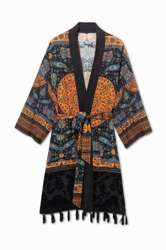 Ethnic tassels kimono - BLACK - S - Desigual - Modalova