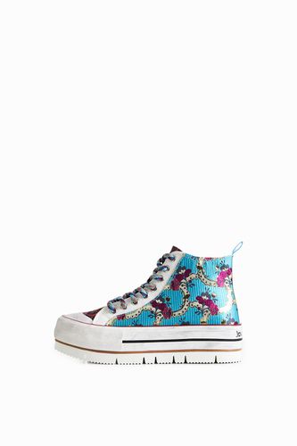 Sneakers altas plataforma patch floral - Desigual - Modalova