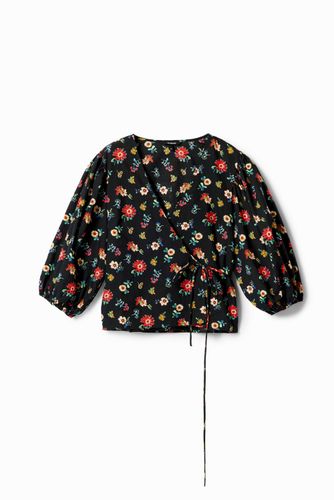 Blusa cruzada flores - BLACK - XS - Desigual - Modalova