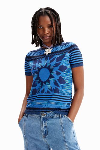 Knit flower T-shirt - BLUE - L - Desigual - Modalova