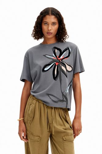 Camiseta desgastada con flor arty - Desigual - Modalova