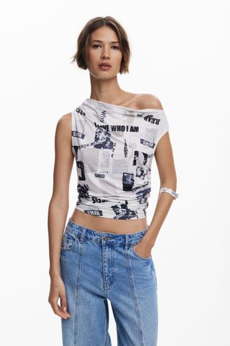 T-shirt drapée journal - Desigual - Modalova