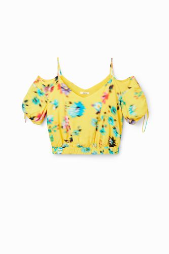 Short gathered floral blouse - - L - Desigual - Modalova