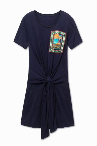 Knotted T-shirt dress - BLUE - S - Desigual - Modalova