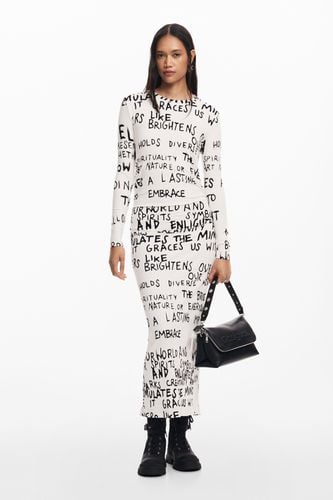 Midi dress with phrase - WHITE - XS - Desigual - Modalova