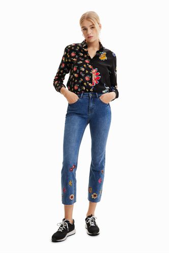 Floral embroidery flare cropped jeans - - 34 - Desigual - Modalova