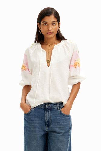 Flowy blouse with watercolor floral print. - - L - Desigual - Modalova