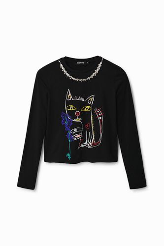 Arty cat T-shirt - BLACK - S - Desigual - Modalova