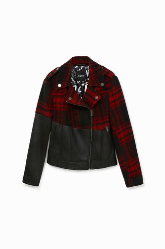 Tartan-synthetic leather biker jacket - - S - Desigual - Modalova