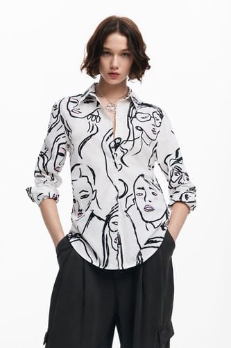 Shirt with face print - WHITE - XS - Desigual - Modalova