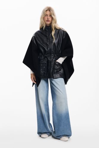Poncho combiné effet cuir - Desigual - Modalova