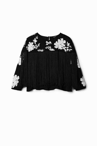 Fringed embroidered blouse - L - Desigual - Modalova