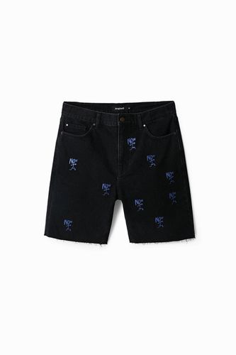 Denim Bermuda shorts, frayed hem - - 30 - Desigual - Modalova